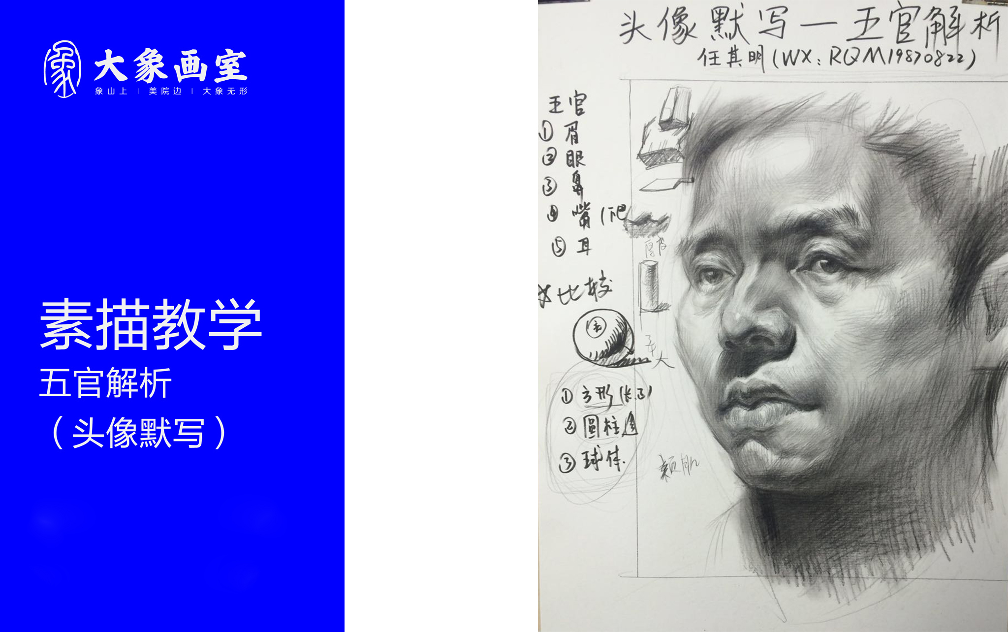 素描教学—五官解析（头像默写）